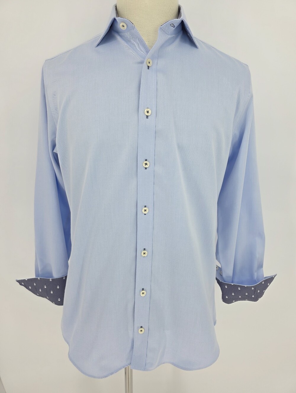 Twillory Safe Cotton Dress Shirt 15.5 32/33 Blue Tailored Fit Non Iron